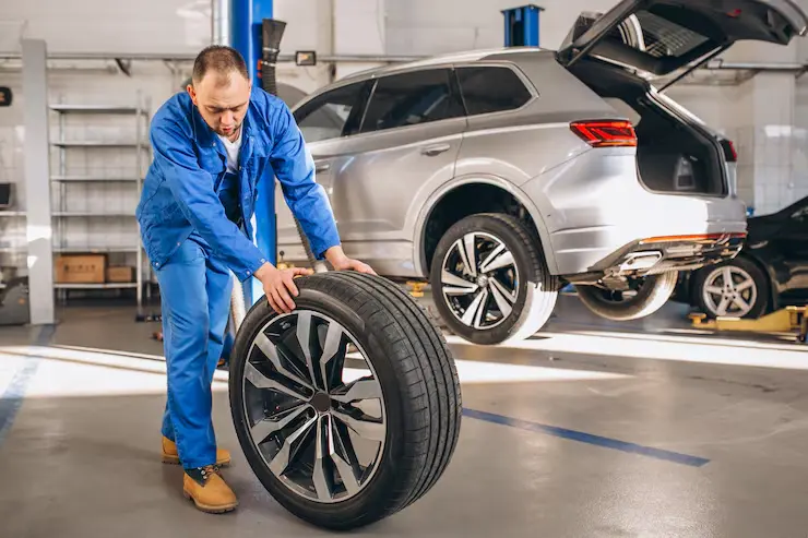 Tyre technician at work
